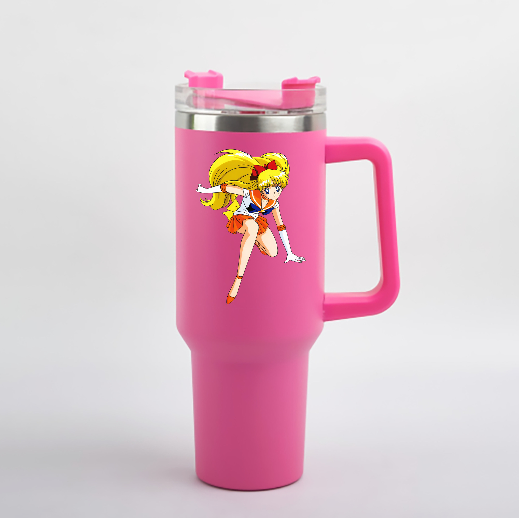（画像用） 美少女戦士セーラームーン 愛野 美奈子 あいの みなこ Sailor Moon Aino Minako 1200mL車用タンブラー - クリスタルステッカー（プラスチックストロー付き）